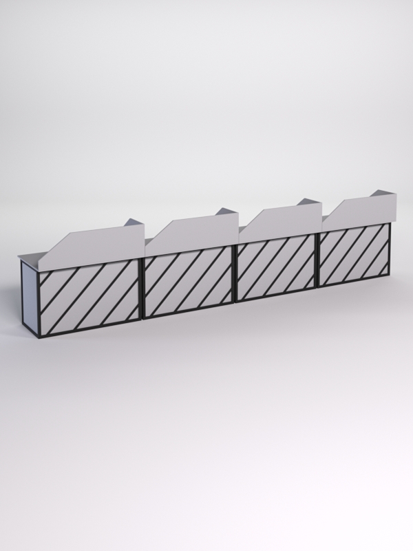 Столы рабочие офисные С-02А с экраном (комплект 4шт) СТРОНГ в стиле ЛОФТ декор №2, Серый