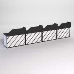 Столы рабочие офисные С-02А с экраном (комплект 4шт) СТРОНГ в стиле ЛОФТ декор №2, Черный и Белый