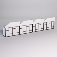 Столы рабочие офисные С-02А с экраном (комплект 4шт) СТРОНГ в стиле ЛОФТ декор №3, Белый