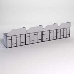 Столы рабочие офисные С-02А с экраном (комплект 4шт) СТРОНГ в стиле ЛОФТ декор №3, Серый