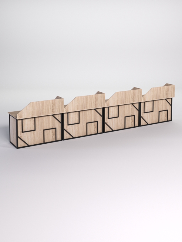 Столы рабочие офисные С-02А с экраном (комплект 4шт) СТРОНГ в стиле ЛОФТ декор №4, Дуб Сонома