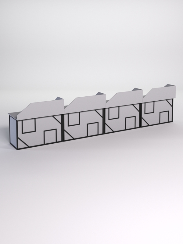 Столы рабочие офисные С-02А с экраном (комплект 4шт) СТРОНГ в стиле ЛОФТ декор №4, Серый