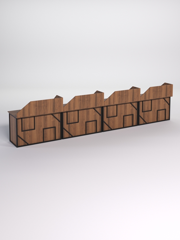 Столы рабочие офисные С-02А с экраном (комплект 4шт) СТРОНГ в стиле ЛОФТ декор №4, Орех