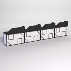 Столы рабочие офисные С-02А с экраном (комплект 4шт) СТРОНГ в стиле ЛОФТ декор №4, Черный и Белый