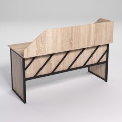 Стол рабочий офисный С-05 с экраном СТРОНГ в стиле ЛОФТ декор №2, Дуб Сонома