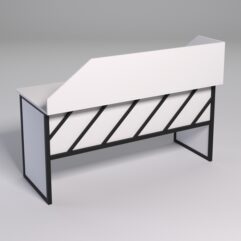 Стол рабочий офисный С-05 с экраном СТРОНГ в стиле ЛОФТ декор №2, Белый