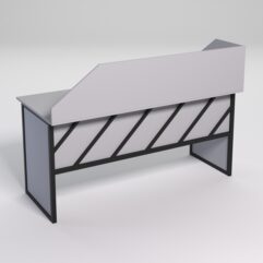 Стол рабочий офисный С-05 с экраном СТРОНГ в стиле ЛОФТ декор №2, Серый