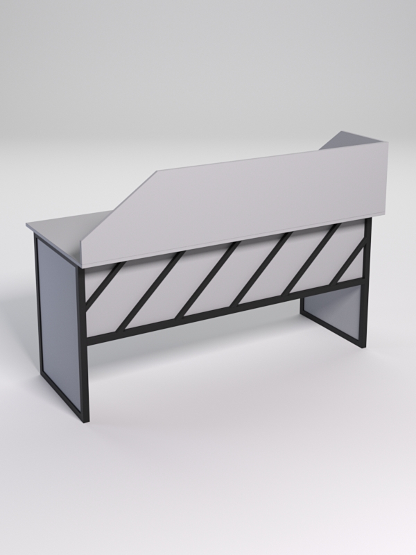 Стол рабочий офисный С-05 с экраном СТРОНГ в стиле ЛОФТ декор №2, Серый