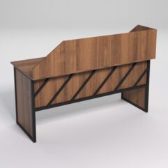 Стол рабочий офисный С-05 с экраном СТРОНГ в стиле ЛОФТ декор №2, Орех