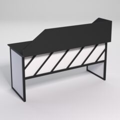 Стол рабочий офисный С-05 с экраном СТРОНГ в стиле ЛОФТ декор №2, Черный и Белый