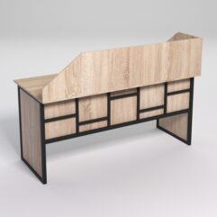 Стол рабочий офисный С-05 с экраном СТРОНГ в стиле ЛОФТ декор №3, Дуб Сонома