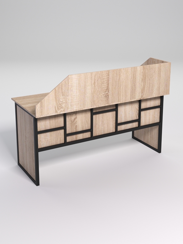 Стол рабочий офисный С-05 с экраном СТРОНГ в стиле ЛОФТ декор №3, Дуб Сонома