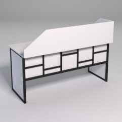 Стол рабочий офисный С-05 с экраном СТРОНГ в стиле ЛОФТ декор №3, Белый