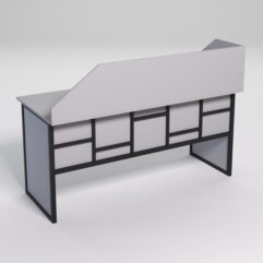 Стол рабочий офисный С-05 с экраном СТРОНГ в стиле ЛОФТ декор №3, Серый