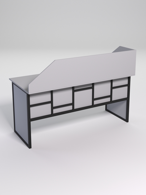 Стол рабочий офисный С-05 с экраном СТРОНГ в стиле ЛОФТ декор №3, Серый
