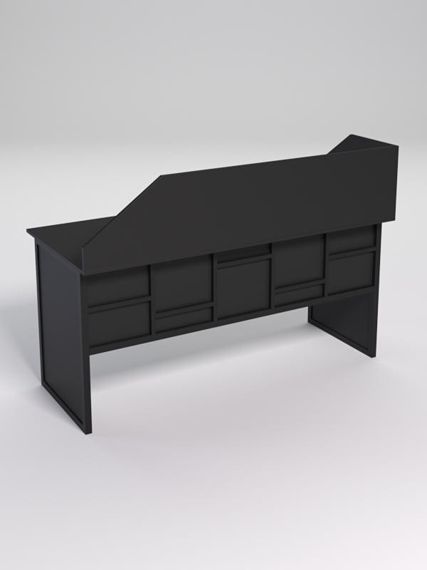 Стол рабочий офисный С-05 с экраном СТРОНГ в стиле ЛОФТ декор №3, Черный