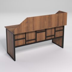 Стол рабочий офисный С-05 с экраном СТРОНГ в стиле ЛОФТ декор №3, Орех