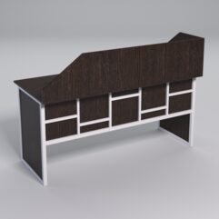 Стол рабочий офисный С-05 с экраном СТРОНГ в стиле ЛОФТ декор №3, Дуб Венге + металлический каркас Белый