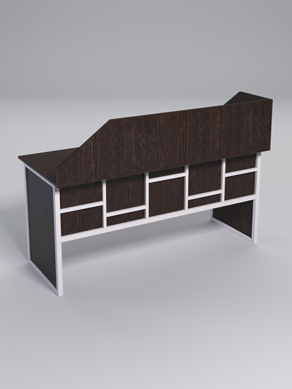 Стол рабочий офисный С-05 с экраном СТРОНГ в стиле ЛОФТ декор №3, Дуб Венге + металлический каркас Белый