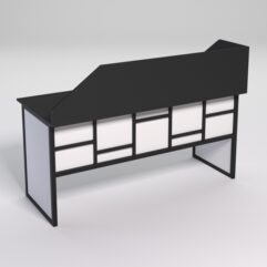 Стол рабочий офисный С-05 с экраном СТРОНГ в стиле ЛОФТ декор №3, Черный и Белый