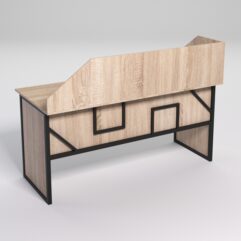 Стол рабочий офисный С-05 с экраном СТРОНГ в стиле ЛОФТ декор №4, Дуб Сонома