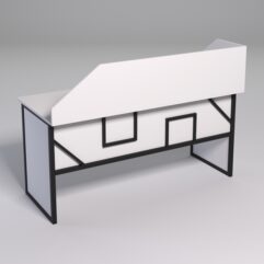 Стол рабочий офисный С-05 с экраном СТРОНГ в стиле ЛОФТ декор №4, Белый