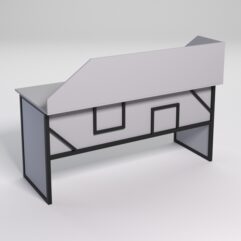 Стол рабочий офисный С-05 с экраном СТРОНГ в стиле ЛОФТ декор №4, Серый