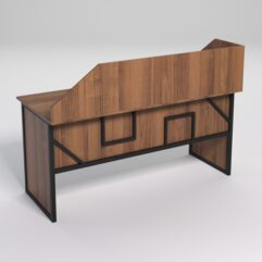 Стол рабочий офисный С-05 с экраном СТРОНГ в стиле ЛОФТ декор №4, Орех