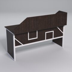 Стол рабочий офисный С-05 с экраном СТРОНГ в стиле ЛОФТ декор №4, Дуб Венге + металлический каркас Белый