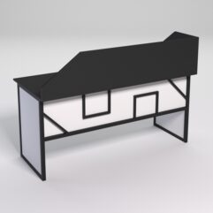 Стол рабочий офисный С-05 с экраном СТРОНГ в стиле ЛОФТ декор №4, Черный и Белый