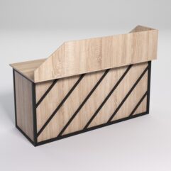 Стол рабочий офисный С-05А с экраном СТРОНГ в стиле ЛОФТ декор №2, Дуб Сонома