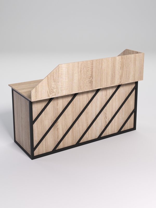 Стол рабочий офисный С-05А с экраном СТРОНГ в стиле ЛОФТ декор №2, Дуб Сонома