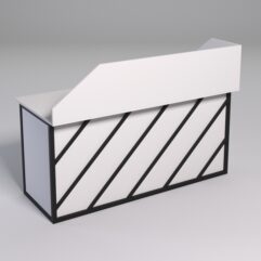 Стол рабочий офисный С-05А с экраном СТРОНГ в стиле ЛОФТ декор №2, Белый