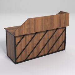 Стол рабочий офисный С-05А с экраном СТРОНГ в стиле ЛОФТ декор №2, Орех