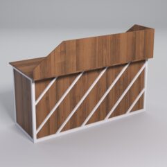 Стол рабочий офисный С-05А с экраном СТРОНГ в стиле ЛОФТ декор №2, Орех + металлический каркас Белый