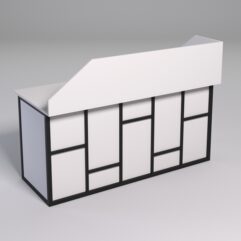 Стол рабочий офисный С-05А с экраном СТРОНГ в стиле ЛОФТ декор №3, Белый