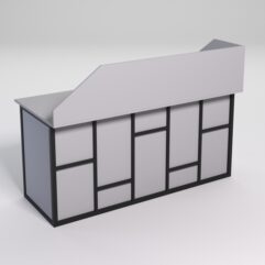 Стол рабочий офисный С-05А с экраном СТРОНГ в стиле ЛОФТ декор №3, Серый