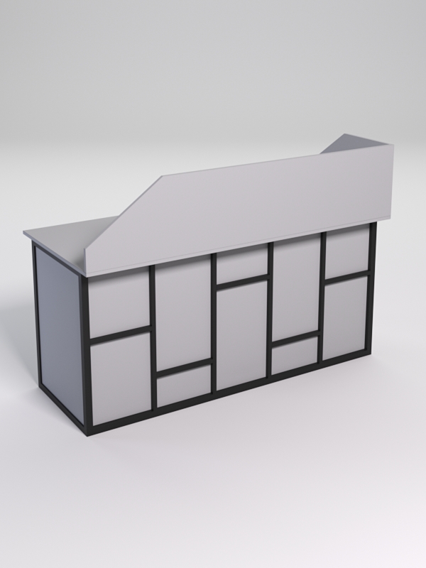 Стол рабочий офисный С-05А с экраном СТРОНГ в стиле ЛОФТ декор №3, Серый