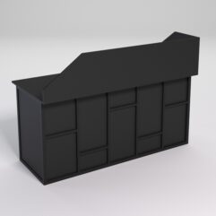 Стол рабочий офисный С-05А с экраном СТРОНГ в стиле ЛОФТ декор №3, Черный