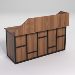 Стол рабочий офисный С-05А с экраном СТРОНГ в стиле ЛОФТ декор №3, Орех