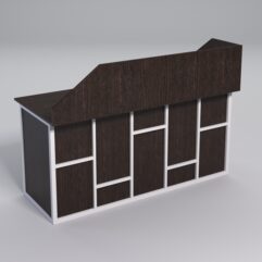 Стол рабочий офисный С-05А с экраном СТРОНГ в стиле ЛОФТ декор №3, Дуб Венге + металлический каркас Белый