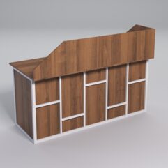 Стол рабочий офисный С-05А с экраном СТРОНГ в стиле ЛОФТ декор №3, Орех + металлический каркас Белый