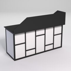 Стол рабочий офисный С-05А с экраном СТРОНГ в стиле ЛОФТ декор №3, Черный и Белый