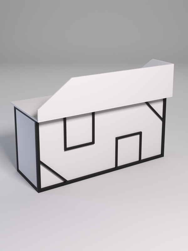 Стол рабочий офисный С-05А с экраном СТРОНГ в стиле ЛОФТ декор №4, Белый