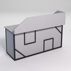 Стол рабочий офисный С-05А с экраном СТРОНГ в стиле ЛОФТ декор №4, Серый