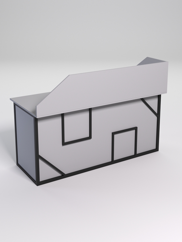 Стол рабочий офисный С-05А с экраном СТРОНГ в стиле ЛОФТ декор №4, Серый