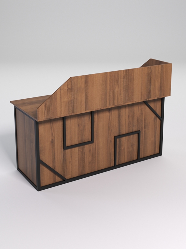 Стол рабочий офисный С-05А с экраном СТРОНГ в стиле ЛОФТ декор №4, Орех