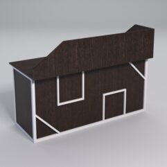 Стол рабочий офисный С-05А с экраном СТРОНГ в стиле ЛОФТ декор №4, Дуб Венге + металлический каркас Белый