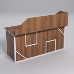 Стол рабочий офисный С-05А с экраном СТРОНГ в стиле ЛОФТ декор №4, Орех + металлический каркас Белый