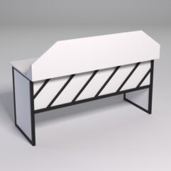 Стол рабочий офисный С-05-1 с экраном СТРОНГ в стиле ЛОФТ декор №2, Белый